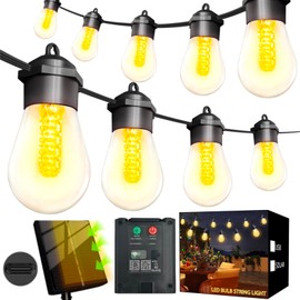 Solar String Lights for Outside Outdoor String Lights Patio Lights Outdoor Lights for Patio Solar Lights Outdoor Waterproof 34ft with 15 S14 Bulbs Shatterproof Solar Powered and Type C Charging