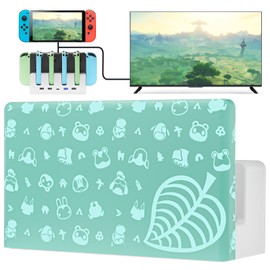 Lumindock Switch Docking Station with Joypads Charger, Replacement for Switch Dock Support 4K/1080P HDMI, Multifunctional Charger Docking Station for Swiitch, 7 LED Colors/USB 3.0 Ports - White