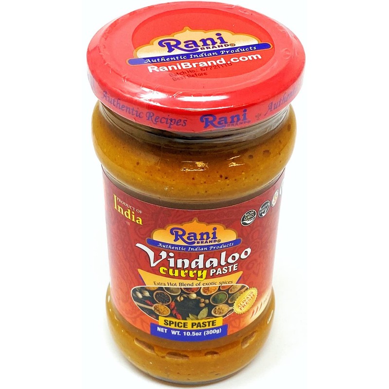 Rani Vindaloo Curry Cooking Spice Paste, Hot! 10.5oz (300g) Glass