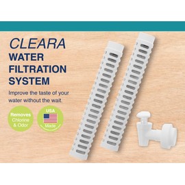 Arrow Home Products Cleara Water Filter System Replacement - Includes 2 Replacement Filters and 1 Plastic Spigot for Easy Dispensing - Removes Chlorine and Odor from Water - White