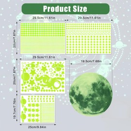 Leuchtsterne Selbstklebend Wandsticker, 1420 Stück leuchtsterne kinderzimmer Wandtattoo Mond und Sterne Astronaut, Rakete Fluoreszierend Wandaufkleber für Schlafzimmer Wohnzimmer Deko