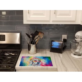 Caroline's Treasures DAC2501LCB Dalmatian Hippie Dawg Glass Cutting Board Large Decorative Tempered Glass Kitchen Cutting and Serving Board Large Size Chopping Board
