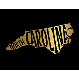 ND373G State Of North Carolina Block Decal Sticker | 5.5-Inches By 2.5-Inches | Premium Quality Gold Vinyl