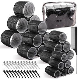 50 pzs Rizadores para el Cabello, 4 Tamaños de Rulos para Cabello, 25 mm/36 mm/48 mm/60 mm, Rizadores de Plástico para Cabello Corto y Mediano. (Negro