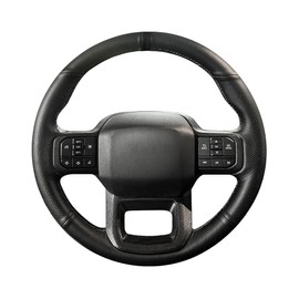 Belinous Leather Steering Wheel Cover, Hand-Stitch on Wrap, Steering Wrap Compatible with Ford 2021 2022 F-150 F150 XL/XLT (Black)