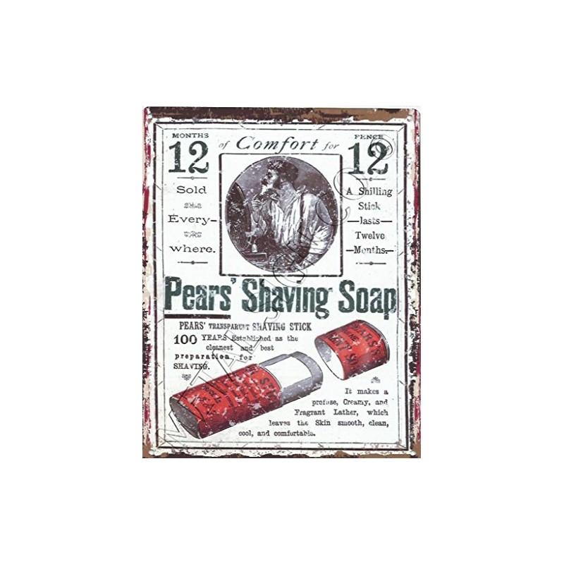PEARS SHAVING SOAP BATHROOM METAL SIGN RETRO VINTAGE STYLE 8x10in