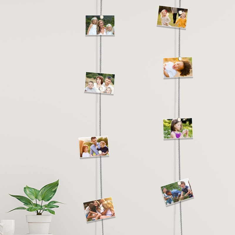 OOTSR 2Pcs Photo Hanging Wire and 24Pcs Mini Magnets, 1.5m(4.9ft)