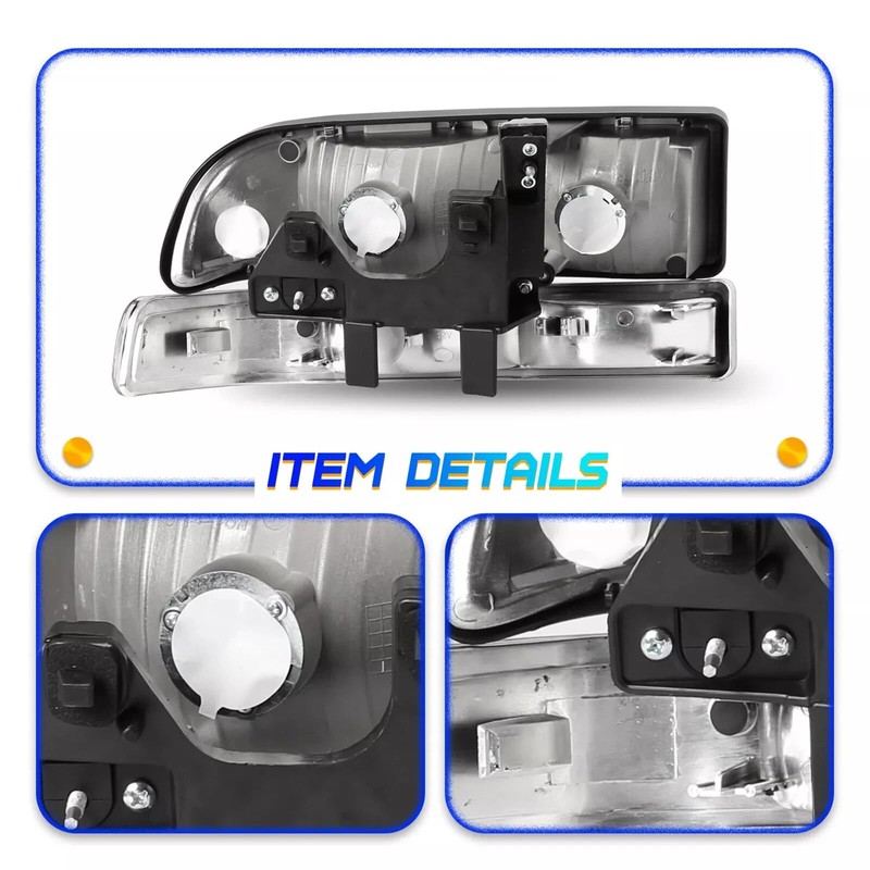 XuChenKJ Headlight Assembly w/Bulbs Compatible with 1998 1999 2000 2001