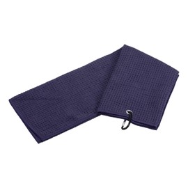 YOKIVE 1 Pcs Tri-Fold Golf Towels, Golf Club Waffle Pattern Towels with D Clip for Golf Balls Lovers (Navy Blue, 16x16-Inch)