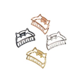 Numblartd 4 Pcs Vintage Metal Mini Hair Clip Pins - Simple Alloy Bath Hair Claw Jaw Clamp Clips Pins Hair Accessories for Women (Cat-style)