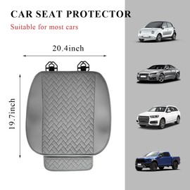 povtii Car Bottom Seat Cover, Anti Slip Leather Auto Front Seat Cushion Cover with Storage Pocket, Comfortable Car Bottom Seat Pad Protector for Cars, SUV, Trucks, Car Accessories (Gray)