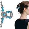 Western Hair Clips Extra Large Silver Turquoise Blue Stone Sun
