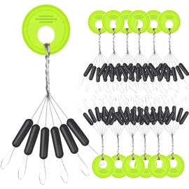 YOTO Bobber Stops for Fishing, 300pcs 6 in 1 Float Sinker Stops, Black Oval Cylinders Rubber Slip Bobber Stoppers for Fishing Line Outdoor Fishing Accessories,Size L M S XS Available,S