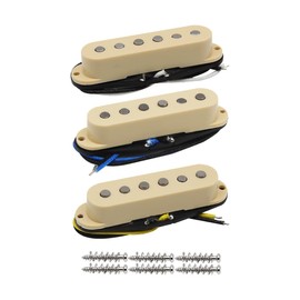 FLEOR Single Coil Pickup Alnico 5 Guitar Neck/Middle/Bridge Pickups Set Staggered, Cream