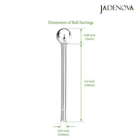 JADENOVA 925 Sterling Silver Earrings Silver Studs Ball Earrings for Women (2mm, 1 Pair)