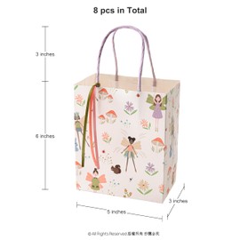 Cheerland Fairy Party Favor Bags for Girl First Birthday Party Decorations Fairies and Wildflower Goodie Bags Woodland Theme Pixie Candy Gift Bag for Garden Enchanted Forrest Decoration Pack of 8