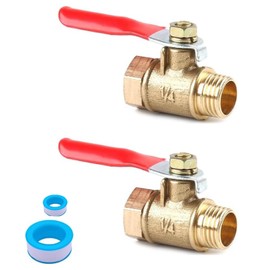 Mirhua Air Valve, Ball Valve, 1/4" Female to Male, Increased Thickness, Handle, Brass Material, Good Airtightness, Rust Resistant, Long Life, Drain Cock (Pack of 2)