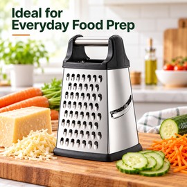 4-Sided Stainless Steel Box Grater for Vegetable Prep – Multi-Surface Grating and Slicing for Everyday Cooking