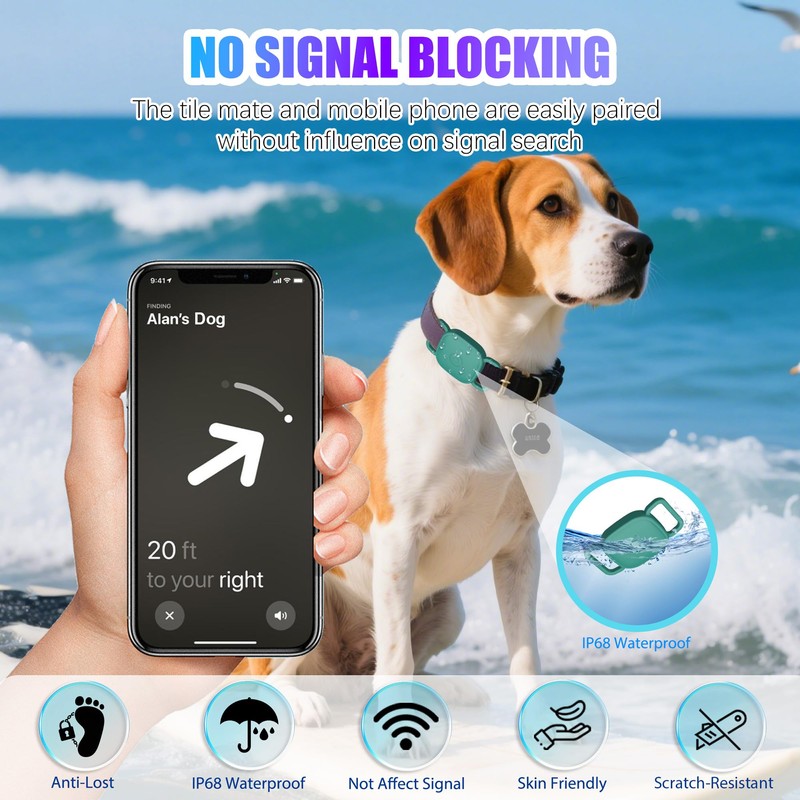 [4Pack] Dog Collar Holder for Tile Mate 2024/2022, Waterproof Anti