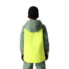 686 Boy's Geo Insulated Jacket - Breathable Thermal Clothing with Asymmetrical Look - Water & Weather Resistant - Cypress Lime Colorblock, Medium