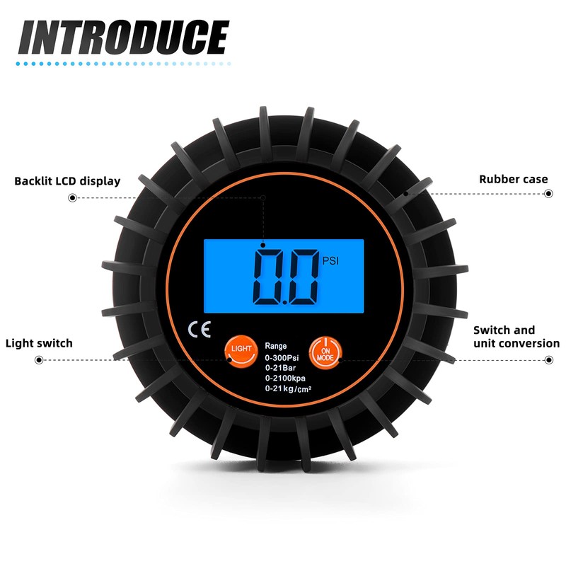 MEANLIN MEASURE 0-300psi Pressure Gauge with 1/8'' NPT Back Connector