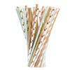 Flower Paper Straws, Organic Paper Straws, Pack of 100, Gold,