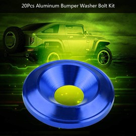 EVGATSAUTO 20 Pieces Aluminium Washer Screws, Universal Vehicle Bumper Washer Screw, Mudguard Washer Screw Engine Compartment Dress Up Kit (Blue)