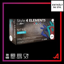 Nitrile Gloves, Colourful, Mix of Colours, 96 Pieces/Box, Small, Powder-Free, Style