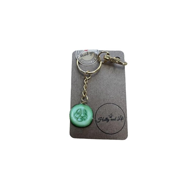 Keyrings, Handmade Keychains, Zipper Chains, Keyrings (Cucumber- Gold)