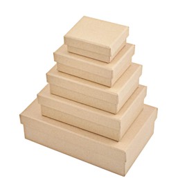 WANDIC Paper Mash Boxes, 5 Pcs Rectangle Mini Kraft Paper Box with Lid, Perfect for Craft & Storage Accessories Cosmetic Jewelry Gift Home