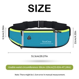SooGree Men Women Running Belts,Slim Sport Belts,Waterproof Running Fanny Pack,Waterproof Running Waist Packs with Reflective Strip,Runner Belt for Running Walking Cycling Camping Gym, Blue,