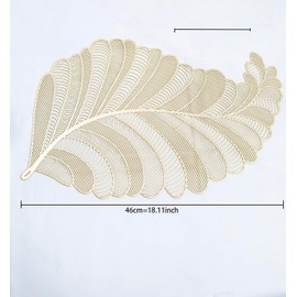 Set of 6 Place Mats Hollowed Leaves Place Mat Washable Place Mat Decorative Non-Slip Plastic Place Mats for Kitchen Table (Gold C)