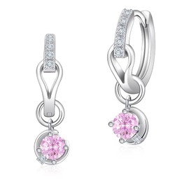 YUIITU Women's Earrings, Popular, High Quality Zirconia, Birthstone, Hoop Earrings, Swinging, 2-Way Earrings, Hypoallergenic, 18K Gold, Platinum Plated, 925 Silver, Stylish, Crescent Moon Earrings,