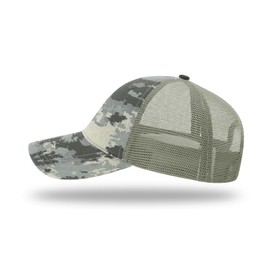 Joe's USA Richardson 111 Six Panel Garment Washed Adjustable Trucker Hat - OSFM - 1 Pack - Digital Camo/Light Green