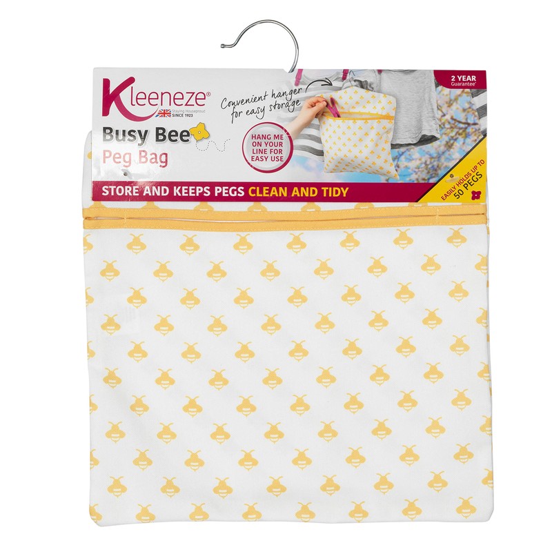 Kleeneze® KL081575EU7 Bee Design Hanging Peg Bag | Easy Hanging