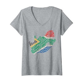 Womens Patriotic South Africa Food Map Africans V-Neck T-Shirt