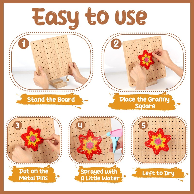 Aeelike Granny Square Spanner with 24 Stainless Steel Rod Pins,