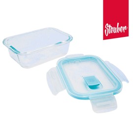 Steuber Cloc Frischhaltedose aus Glas, 370 ml, rechteckig, Glas bis 400°C