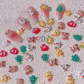 Christmas Snowflake Nail Art Charms 3D Resin Christmas Nail Charms 35Pcs Xmas Nail Art Accessories Santa Claus Bell Elk Snowman Design Cute Winter Holiday Nail Decoration for Women New Year Manicure