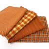 Set of 4 Fat Quarters, Pumpkin Orange Assorted Plaid Gingham
