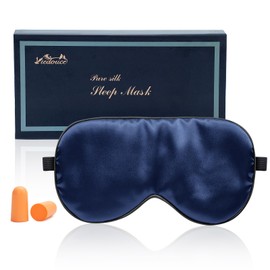 Viedouce Sleep Mask Silk Eye Mask Gift Box, 100% Skin-Friendly Silk Sleep Mask Women and Men, Comfortable Sleeping Mask, Ideal for Sleep at Home and Travel (Blue)