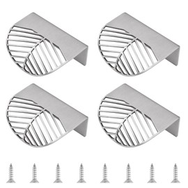 MOROBOR Stainless Steel Finger Edge Pulls, 4pcs Leaf Shaped Cabinet Handles Decorative Furniture Handle with Mounting Screws for Cupboard Cabinet Wardrobe Drawer (Silver)