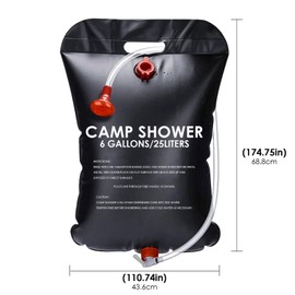 JANKOW Solar Shower Bag, 5 Gallons/20L Portable Camping Shower Bag, with Removable Hose and Switchable Shower Head for Camping Beach Swimming Outdoor Traveling (Black)
