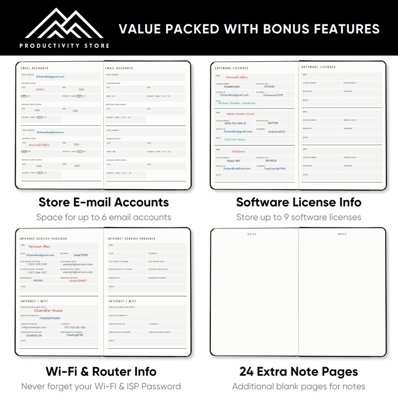 PRODUCTIVITY STORE Best Password Book With Alphabetical Tabs | Password