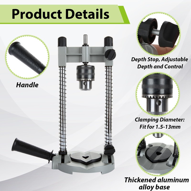 CertBuy Portable Drill Press for Hand Drill, Adjustable Multi-Angle For