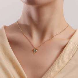 Sttiafay Dainty Bird Pendant Necklace Chain Gold Short Initial Necklace Jewellery for Women and Teen Girls, Metal, Rhinestone