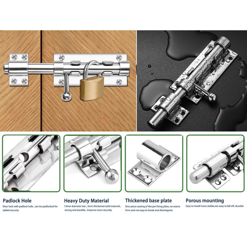 Litensh Heavy Duty Sliding Gate Latch Bolt Door Lock with