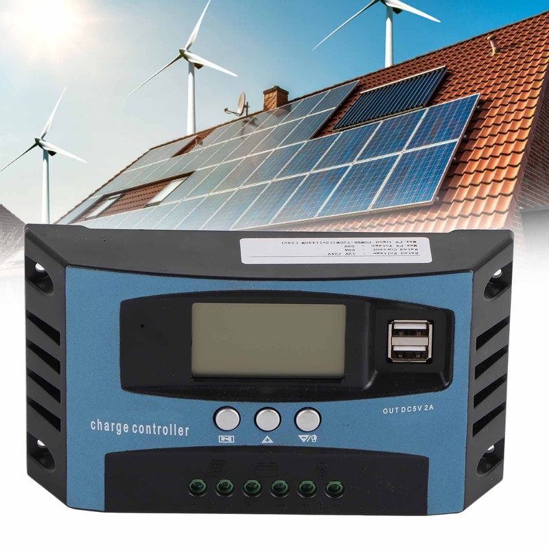 Solar Charge Controller 12V 24V Intelligent Identification MPPT Charging LCD