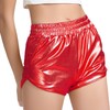 Mirawise Pantalones cortos metálicos brillantes para niñas, Rojo, 8-9 Años