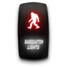 Sasquatch Lights - Red/White - Laser Etched Toggle Switch 20A 12V - Vertical Rocker Switch 5-Pin DPST